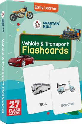 spartan kids Vehicle & Transport Flash Cards Easy & Fun way of Learning-1yr-6yr Kids