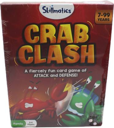 Skillmatics Crab clash card game of attack and defense with 74 game cards red colour