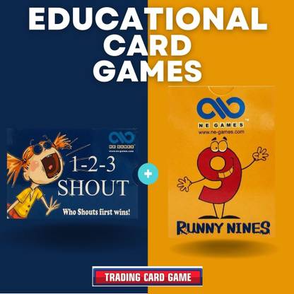 NE Games - 123 Shout and Runny Nine Numbers Fun Card Game (Two Games)- For 6+ years