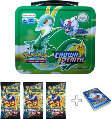FEDOY Pokemon TCG : Crown Zenith Card Deck With 3 Booster Pack Metal Tin Box