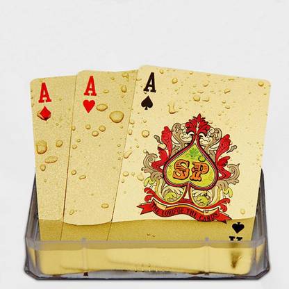 Bastex Fancy 24K Gold Plated Poker Playing Cards 3 Patti Table Games,Golden Foil Casino Grade Deck of Playing Cards : 100 Dollar Design/Best Gold Plated Card 100 Dollar -Gold 24K Gold Plated Standard Sized Playing Cards/Poker Playing Card American Dollar