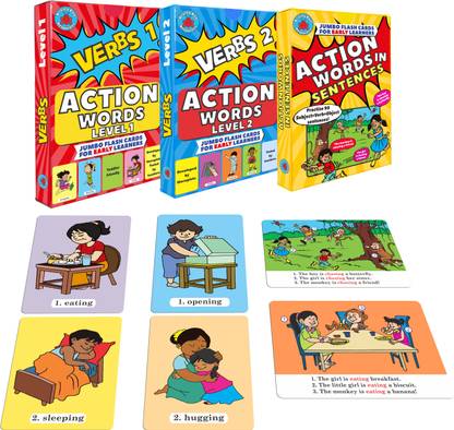 Brainy Bug Resources 90 flashcards, 60 early action words, 30 subject verb object sentences