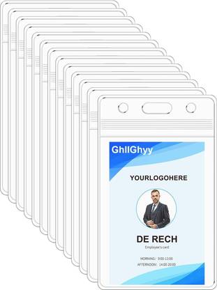 JSMSH Vertical Waterproof ID Card Holders with Sealable Zip Name Tag Badge Place Card Holder