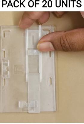 R K SALES Transparent Slide In ID Card Holder Badge, 20 Card Holder