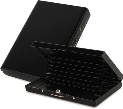 StealODeal Long-Lasting RFID Blocking Matte Black Credit/Debit Metal 8 Card Holder