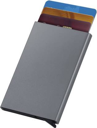 StealODeal Grey Automatic RFID Pop Up Slim Aluminium Debit/Credit/ATM Slots 6 Card Holder