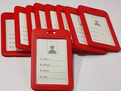 Bluedeal Plastic ID Card Holder Double Sides Visible for Office and School 1 Card Holder