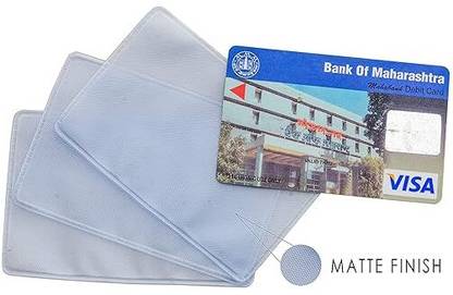 APCM ATM/Aadhar/Credit Card Protector Sleeve Transparent Matte Finish Plastic PVC 200 Card Holder