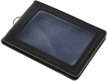 Calandis PU Leather Double Cards Vertical Style ID Business Badge Holders Black 6 Card Holder