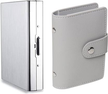 StealODeal PU Leather PVC Business 26 Slot With RFID Blocking Metal Credit/Debit Slot 8 Card Holder