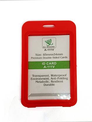 IVYPRINTS Double Side Matte Red Natural Hard Plastic Vertical Id Card Holder (Pack of 30) 30 Card Holder
