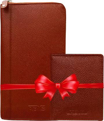 ABYS Genuine Leather Passport & Card Holder Combo Men & Women 20 Card Holder