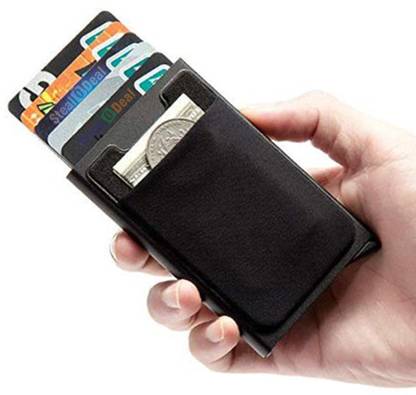 StealODeal Black Case With Elasticity Back Pocket ID Credit Cards Case 8 Card Holder