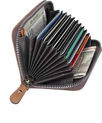 StealODeal Long-Lasting Leather Zipper Debit/Credit/ATM 11 to 10 Card Holder
