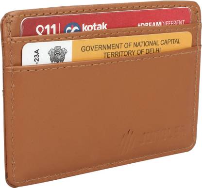 Jungler RFID Blocking Soft Tan Nappa Credit Card Debit Card Case (Genuine Leather, Color: Mustered) 6 Card Holder
