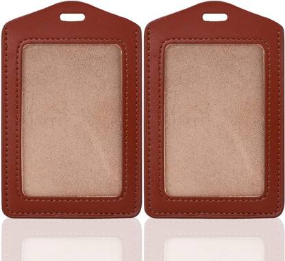 JSMSH Vertical Leather Clear ID Window, ID Badge Holder ID Card Holder 1 Card Holder