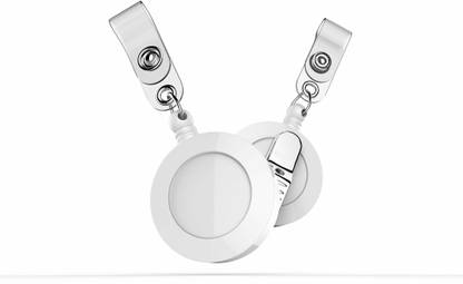 IVYPRINTS White Round Retractable Badge Holder Badge Reel Carabiner ID Keychain with Clip 1 Card Holder