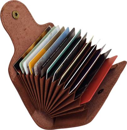 BLUTE Genuine Leather Card Holder with Button Closure 15 Card Holder