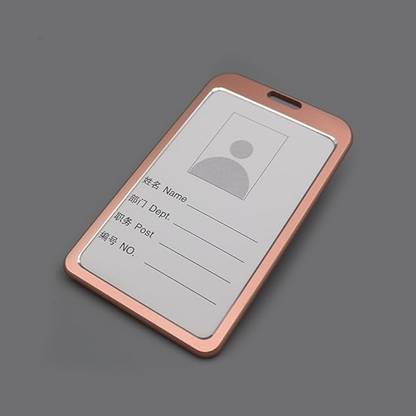 PIXFLIK Metal PVC ID Card Holder/Badge with Scratch Guard for Office ID Cards Only 2 Card Holder