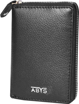ABYS 9 Slots Trendy Black Leather RFID Wallet Unisex Credit | Debit & ATM Card Holder 15 Card Holder