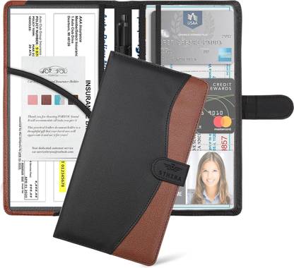 ELEPHANTBOAT Car Document Holder Car File Holder Bifold PU Leather Bag with Multi Card Slots