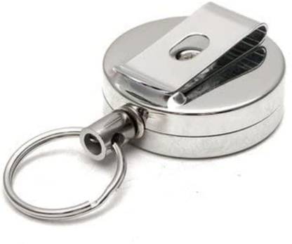 US CREATIONS Heavy Duty Wire Rope Key Retractable Holding Ring Clip With Tools Metal Wire Key Chain