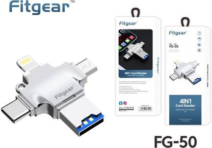 Fitgear FG-50 Metal 4 in 1 OTG Card Reader : Lightning + Type C + Micro USB + USB 3.0 Card Reader