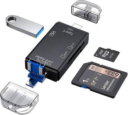 Kinsound 6 in1 SD Card Reader,Hub with Type-C,USB Micro USB Ports Portable Memory Card Card Reader