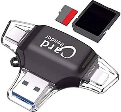 MESHIV 4 in 1 OTG with Four Ports, Lightening, Type C, Micro USB, Card Reader