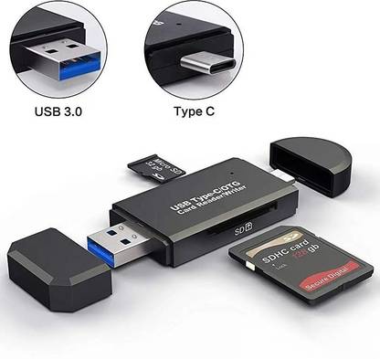 Foxne Point 3 in 1 Card Reader type C Micro USB A 3 in 1, USB 3.0 Multi-function Card Reader Card Reader