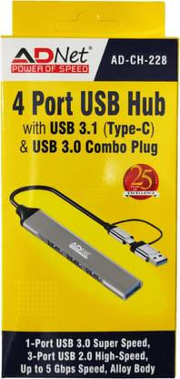 ADNet 4 Port USB Hub With USB 3.1 Type-C Card Reader