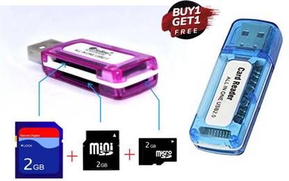 PARANDIV Pack Of 2 Micro SD,Mini SD,SD,SDXC,Micro M2,Memory Stick for USB 2.0 Card Reader Card Reader