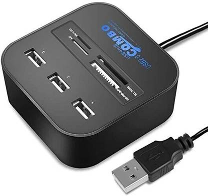 MESHIV 3 Port USB 2.0 Big Combo HUB with Card Reader