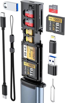 SCALEBEE 9 in 1 SDHC Micro Card Reader Holder Case High Speed USB 3.1 Type-C SD/TF 5Gbps Card Reader