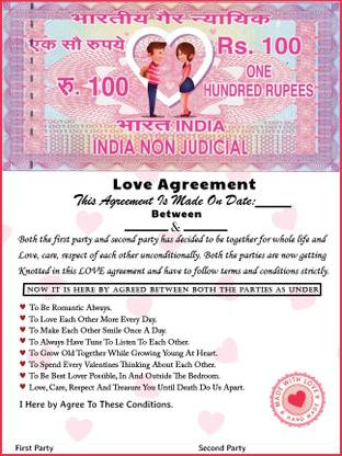 CTW Love Contract Agreement with Pre Defined Terms & Conditions for Valentines day Greeting Card