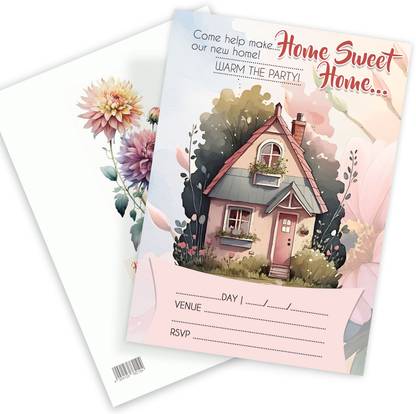 Creatie Housewarming Invitation Cards (Blossom Haven) with White Envelope Invitation Card