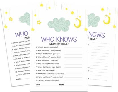 Inkdotpot Who Knows Mommy Best Baby Shower Game Giraffe Theme Party Supply Pack Of 50 Invitation Card
