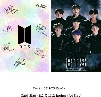 Stylotrendz Pack of 2 A4 Size BTS Signature Card and BTS Army BTS Members Glossy BTS7 Greeting Card