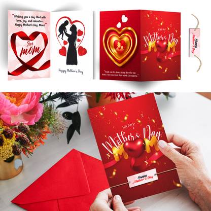 CLICKEDIN Beautiful Mother's Day 1 Greeting Card & 1 Tag high-Quality Printed Unique Card Greeting Card