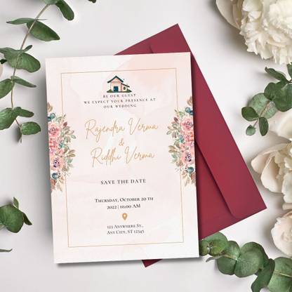 AanyaCentric House Warming Party 5.8 x 8.3 inch with Return Gift Sticky Labels Tags Invitation Card