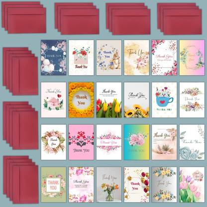 AanyaCentric Thank You Mini Small Greeting Card - Blank Inside - A7 Size GIft with Envelopes Greeting Card
