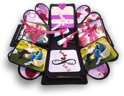 US IDEAL CRAFT Explosion Box Love Gift for Couple(32 Photo Space 4X4 Inch) without photo Greeting Card