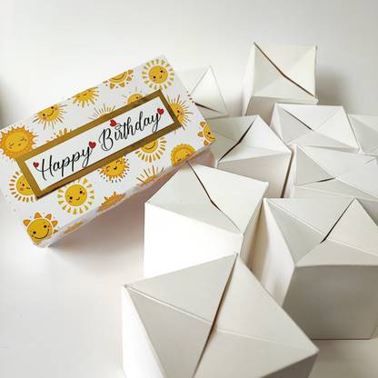 Chandrans Creation Handcrafted Yellow Birthday Surprise Box with Jumping Cubes Box Greeting Card