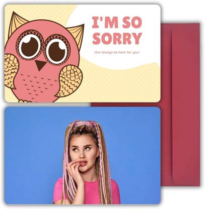 AanyaCentric 5.4x8.6cm PVC Sorry Photo Printed Wallet Card Gift with Envelope Greeting Card