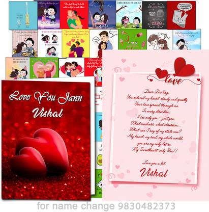 Midas Craft Unique Romantic Gift Combo with name Vishal Love gift for people in Love 02. Greeting Card