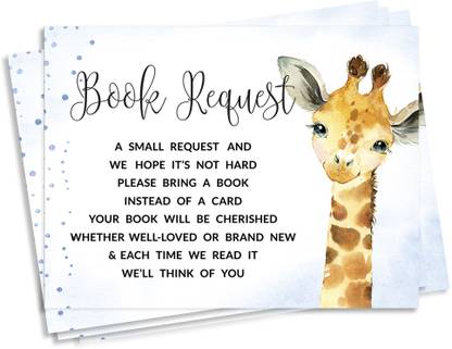 Inkdotpot 30 Books for Baby Shower Request Cards Giraffe Jungle Animals Invitations Games Invitation Card
