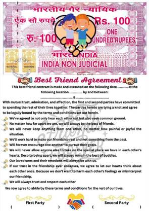 Stylotrendz A4 Size Best Friend Agreement gift for Bestie Special Friend Greeting Card