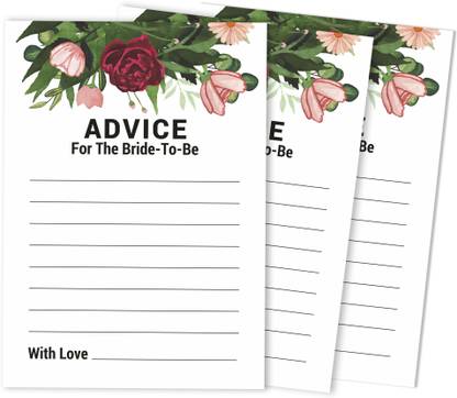 Inkdotpot Floral Greenery Advice and Wishes Set of 50 Bridal Shower Advice Fun Card Game Invitation Card