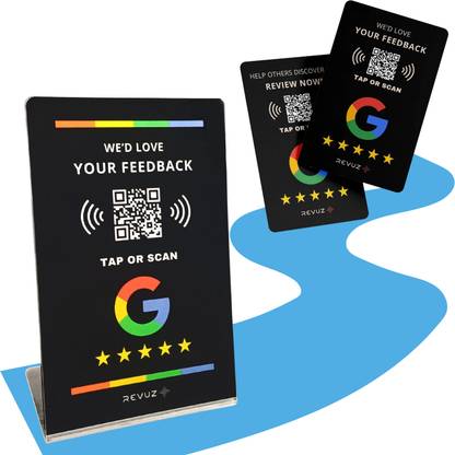REVUZ Google Review Card & Standee with NFC and QR | Tap or Scan | Self Setup (Combo) Business Card