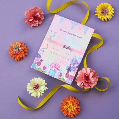 AanyaCentric A5 5.8x8.3inch Exclusive Self Fill-in Birthday Invitation Cards with Envelope Invitation Card